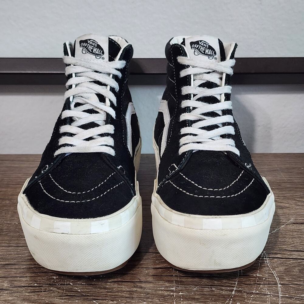 Vans Black and White Sk8-Hi Platform Sneakers - Picture 2 of 9